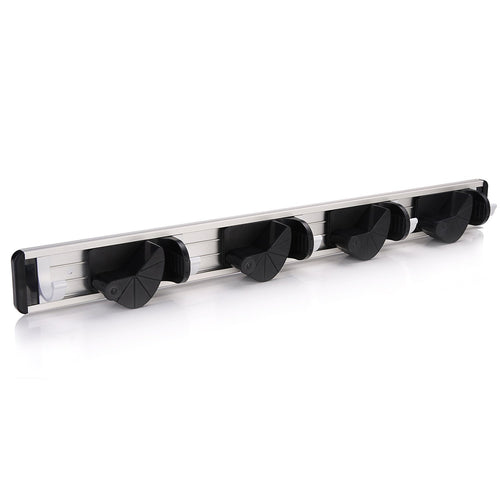 Budget gwhole mop and broom holder 4 position 5 hooks wall mount rack for home closet garden garage and shed