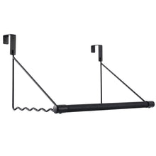Load image into Gallery viewer, Amazon magicfly over the door closet rod heavy duty over the door hanger rack with hanging bar for coat towels holder freshly ironed clothes black