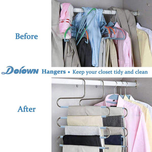 Organize with doiown s type stainless steel clothes pants hangers closet storage organizer for pants jeans scarf hanging 14 17 x 14 96ins set of 3 5 pieces light blueupgrade style
