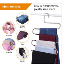Load image into Gallery viewer, Exclusive ieoke pant hangers durable slack hangers multi layers stainless steel space saving clothes hangers closet storage for jeans trousers 4 pack