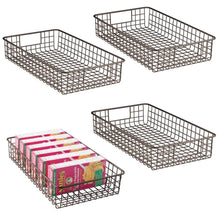 Load image into Gallery viewer, Shop mdesign household metal wire cabinet organizer storage organizer bins baskets trays for kitchen pantry pantry fridge closets garage laundry bathroom 16 x 9 x 3 4 pack bronze