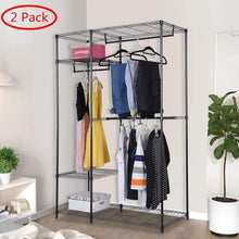 Load image into Gallery viewer, Home s afstar safstar heavy duty clothing garment rack wire shelving closet clothes stand rack double rod wardrobe metal storage rack freestanding cloth armoire organizer 2 packs