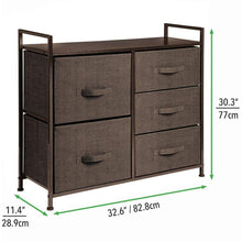 Load image into Gallery viewer, Order now mdesign wide dresser storage tower sturdy steel frame wood top easy pull fabric bins organizer unit for bedroom hallway entryway closets textured print 5 drawers espresso brown