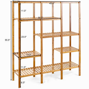 Top rated costway multifunctional bamboo shelf bathroom rack storage organizer rack plant display stand w several cell closet storage cabinet 5 tier
