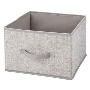Home mdesign soft fabric closet storage organizer holder cube bin box open top front handle for closet bedroom bathroom entryway office textured print 10 pack linen tan