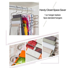 Load image into Gallery viewer, Shop eityilla s type clothes pants hangers stainless steel space saving hangers 5 layers closet storage organizer for jeans trousers tie belt scarf 6 pieces