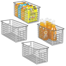 Load image into Gallery viewer, Order now mdesign farmhouse decor metal wire food storage organizer bin basket with handles for kitchen cabinets pantry bathroom laundry room closets garage 12 x 6 x 6 4 pack graphite gray