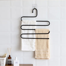 Load image into Gallery viewer, Discover ds pants hanger multi layer s style jeans trouser hanger closet organize storage stainless steel rack space saver for tie scarf shock jeans towel clothes 4 pack 1