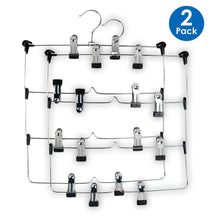 Load image into Gallery viewer, Selection lohas home 4 tier skirt hangers pants hangers closet organizer stainless steel fold up space saving hangers 2 pieces