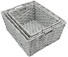 Load image into Gallery viewer, Top rated sorbus woven basket bin set storage for home decor nursery desk countertop closet cube organizer shelf stackable baskets includes built in carry handles set of 3 light gray