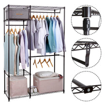 Load image into Gallery viewer, Great lifewit portable wardrobe clothes closet storage organizer with hanging rod adjustable legs quick and easy to assemble large capacity dark brown