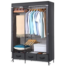 Load image into Gallery viewer, Great lifewit full metal closet organizer wardrobe closet portable closet shelves with adjustable legs non woven fabric clothes cover and 3 drawers sturdy and durable large size