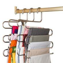 Load image into Gallery viewer, Select nice eityilla s type clothes pants hangers stainless steel space saving hangers 5 layers closet storage organizer for jeans trousers tie belt scarf 6 pieces