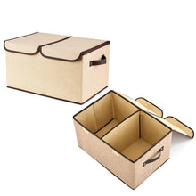 Load image into Gallery viewer, Storage large fabric storage bins with lids and removable dividers collapsible linen storage boxes containers for toy nursery closet shelf living room bedroom organize2 pack beige