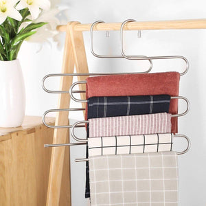 Shop for eityilla s type clothes pants hangers stainless steel space saving hangers 5 layers closet storage organizer for jeans trousers tie belt scarf 6 pieces
