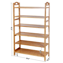 Load image into Gallery viewer, Best seller  songmics bamboo wood shoe rack 6 tier 18 24 pairs entryway standing shoe shelf storage organizer for kitchen living room closet ulbs26n