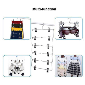 Selection emstris space saving pants hangers sturdy multi purpose stainless steel pants jeans slack skirt hangers with clips non slip closet storage organizer