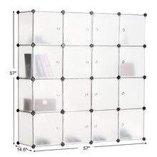 Load image into Gallery viewer, Amazon best bastuo 16 cubes diy storage cabinet clothes wardrobe closet bookcase shelf baskets modular cubes closet for toys books clothes white with doors