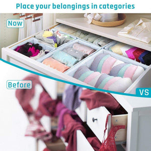 Online shopping storage bins ispecle foldable cloth storage cubes drawer organizer closet underwear box storage baskets containers drawer dividers for bras socks scarves cosmetics set of 6 grey chevron pattern