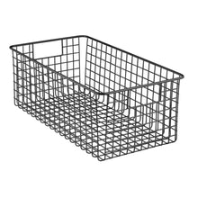 Load image into Gallery viewer, Best seller  mdesign farmhouse decor metal wire food organizer storage bin basket with handles for kitchen cabinets pantry bathroom laundry room closets garage 16 x 9 x 6 in 8 pack matte black