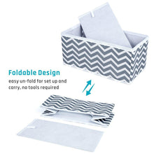 Load image into Gallery viewer, Latest storage bins ispecle foldable cloth storage cubes drawer organizer closet underwear box storage baskets containers drawer dividers for bras socks scarves cosmetics set of 6 grey chevron pattern