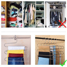 Load image into Gallery viewer, The best 4 pack s type hanger for clothing closet storage stainless steel pants hangers with 5 layers multi purpose loveyal limited space storage rack for trousers towels scarfs ties jeans 4