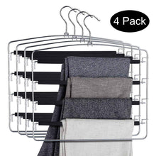 Load image into Gallery viewer, Discover the best doiown pants hangers slacks hangers space saving non slip stainless steel clothes hangers closet organizer for pants jeans trousers scarf 4 pack large size 17 1high x 15 9width 1