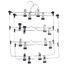 Load image into Gallery viewer, Select nice lohas home 4 tier skirt hangers pants hangers closet organizer stainless steel fold up space saving hangers 2 pieces