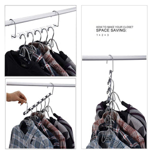 On amazon star fly magic hangers space saving hangers magical clothing hanger with hook stainless steel wonder closet organizer 10 pack