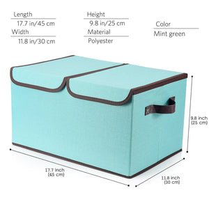 Selection larger storage cubes 4 pack senbowe linen fabric foldable collapsible storage cube bin organizer basket with lid handles removable divider for home office nursery closet 17 7 x 11 8 x 9 8