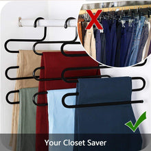 Load image into Gallery viewer, Discover the ds pants hanger multi layer s style jeans trouser hanger closet organize storage stainless steel rack space saver for tie scarf shock jeans towel clothes 4 pack 1