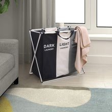 Load image into Gallery viewer, Featured qf laundry hamper with 3 sections foldable sorter laundry basket for bedroom laundry room bathroom college apartment and closet