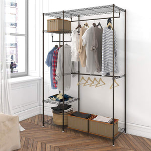 Latest lifewit portable wardrobe clothes closet storage organizer with hanging rod adjustable legs quick and easy to assemble large capacity dark brown
