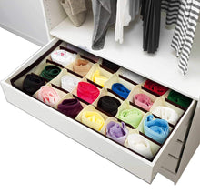 Load image into Gallery viewer, Top closet underwear storage organizer box for socks bra ties clothing lingerie underwear drawer 24 divider collapsible beige size 12 x 12 x 3 set of 2