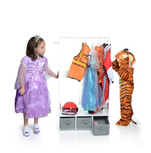 Load image into Gallery viewer, Amazon best milliard dress up storage kids costume organizer center open hanging armoire closet unit furniture for dramatic play with mirror baskets and hooks