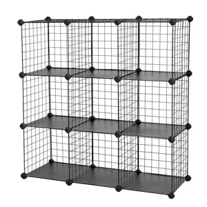 Try songmics metal wire cube storage 9 cube shelves organizer stackable storage bins modular bookcase diy closet cabinet shelf 36 6l x 12 2w x 36 6h black ulpi115h