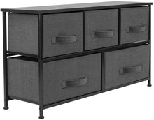 Load image into Gallery viewer, Best sorbus dresser with drawers furniture storage tower unit for bedroom hallway closet office organization steel frame wood top easy pull fabric bins 5 drawer black charcoal