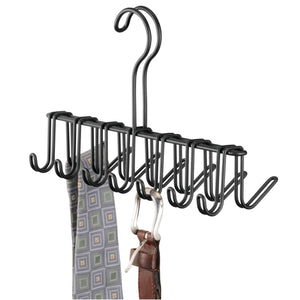 Amazon mdesign over the rod closet rack hanger for ties belts scarves pack of 2 matte black