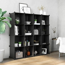 Load image into Gallery viewer, Shop songmics cube storage organizer 16 cube book shelf diy plastic closet cabinet modular bookcase storage shelving for bedroom living room office 48 4 l x 12 2 w x 48 4 h inches black ulpc44bk