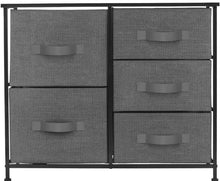 Load image into Gallery viewer, Heavy duty sorbus dresser with 5 drawers furniture storage tower unit for bedroom hallway closet office organization steel frame wood top easy pull fabric bins black charcoal