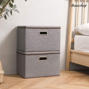 Online shopping storage container organizer bin collapsible large foldable linen fabric gray box with removable lid and handles for home baby office nursery closet bedroom living room no peculiar smell 1 pack