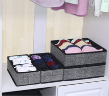 Load image into Gallery viewer, Discover onlyeasy closet underwear organizer drawer divider set of 4 foldable cloth storage boxes bins under bed organizer for bras socks panties ties linen like black mxass4p