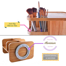 Load image into Gallery viewer, Kitchen refine 360 bamboo cosmetic organizer multi function storage carousel for your vanity bathroom closet kitchen tabletop countertop and desk