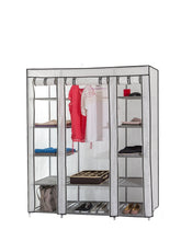 Load image into Gallery viewer, Organize with dream palace portable fabric wardrobe with shelves covered closet rack with bonus sock organizer hanger pack extra wide 59 white