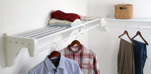 Shop ez shelf diy expandable closet kit 2 closet shelf rods units and 2 end brackets each unit 40 in to 74 in white