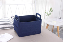 Load image into Gallery viewer, Purchase storage basket felt storage bin collapsible convenient box organizer with carry handles for office bedroom closet babies nursery toys dvd laundry organizing