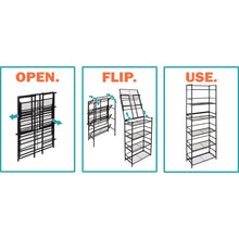 Load image into Gallery viewer, Discover the best flipshelf flipcube folding metal cube organizer small space solution no assembly home closet bathroom and office shelving black 4 cube organizer