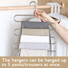 Load image into Gallery viewer, On amazon granny says 4 pack s type magic pants hanger closet clothing organizer