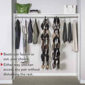 Discover boot butler boot storage rack as seen on rachael ray clean up your closet floor with hanging boot storage easy to assemble built to last 5 pair hanger organizer shaper tree