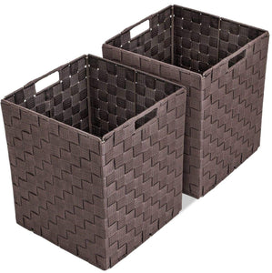 Selection sorbus foldable storage cube woven basket bin set built in carry handles great for home organization nursery playroom closet dorm etc woven basket bin cubes 2 pack chocolate